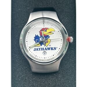 Kansas Jayhawks Sun Time Silver Tone Men’s Watch